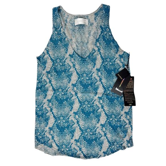 Zadig Voltaire Cashmere Sweater Tank Womens Medium Blue Snakeskin NWT - Picture 1 of 9